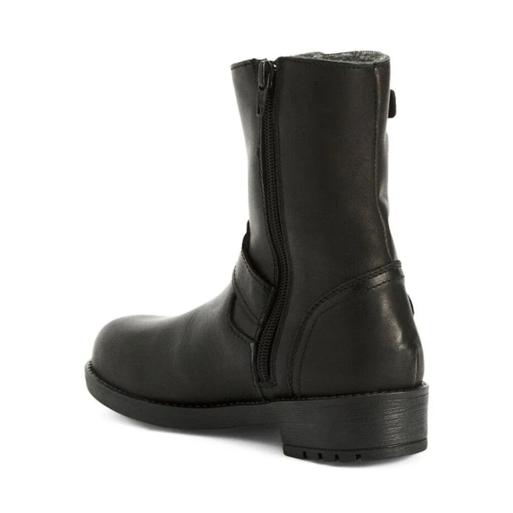Enzo Tesoti Leather Buckle Boots Faux Fur Lining Little Kids